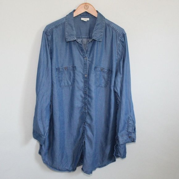 J. Jill Tops - J. Jill Chambray Denim Button Up Shirt Blue H11109